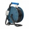 MINI Drum prodlužovací kabel, 4 zásuvky 2P + Z, kovový stojánek, PVC H05VV-F 3x1mm? 15m délka, tyrkysová, schuko verze