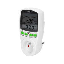 Dvoutarifový wattmetr, energetická kalkulačka s LCD displejem, 2 samostatné tarify, vnitřní baterie