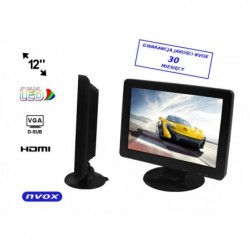 Auto nebo volně stojící LCD monitor 12palcový LED VGA HDMI 12V 230V ... (NVOX PC1211 VGAH)